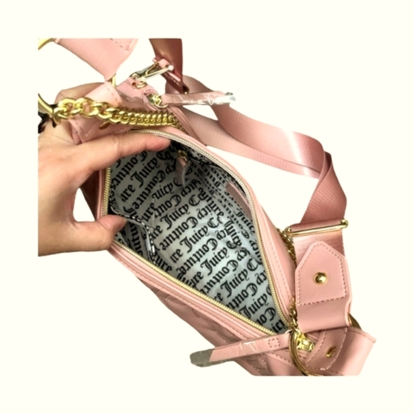 Juicy Couture NEW Light Pink Monogram Crescent Shape Thick Strap Pochette Purse - Picture 6 of 6